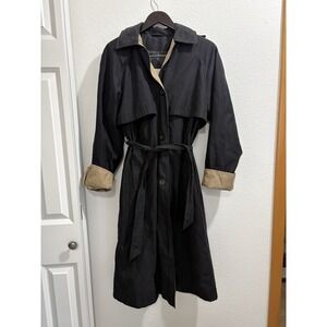 New York Harbor Andrea Women's 10P Black Belted Fully Lined Trench Coat Russia
